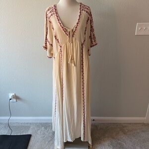 ODDY Beige and Maroon Embroidered Garment